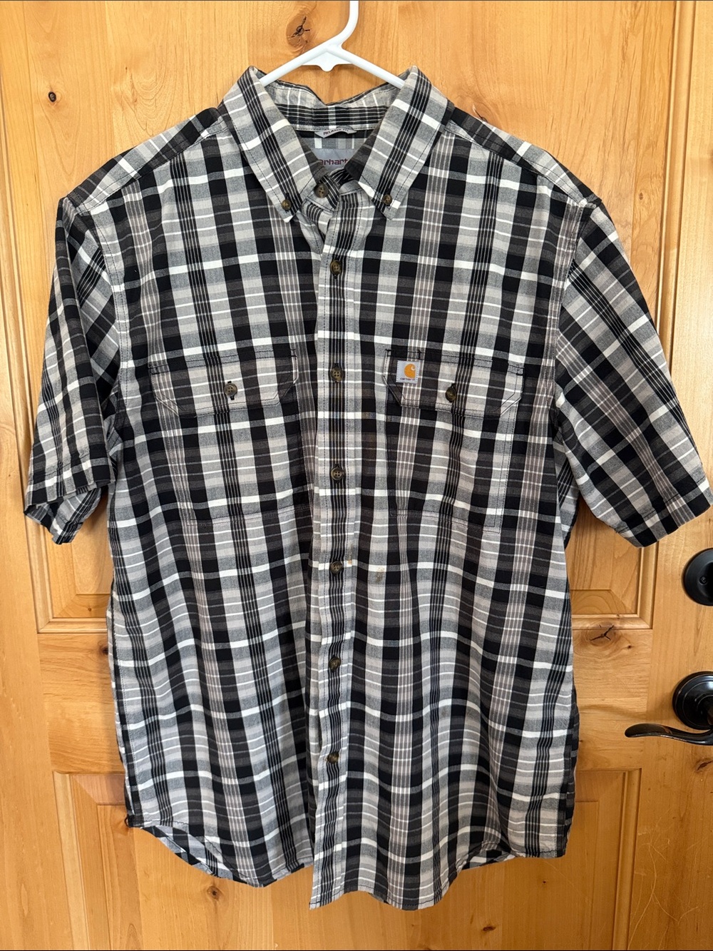 Carhartt Men's Plaid Button Down Shirt - Black and White